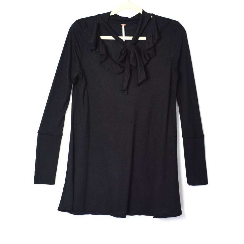 Free People Black Long Sleeve Swing Dress XS